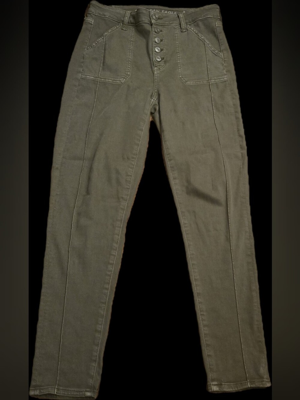 American Eagle Outfitters Olive Skinny Jeans with Button Fly